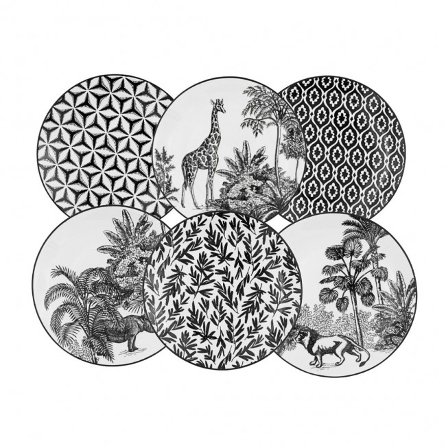 Lot de 6 grandes assiettes, SAVANA