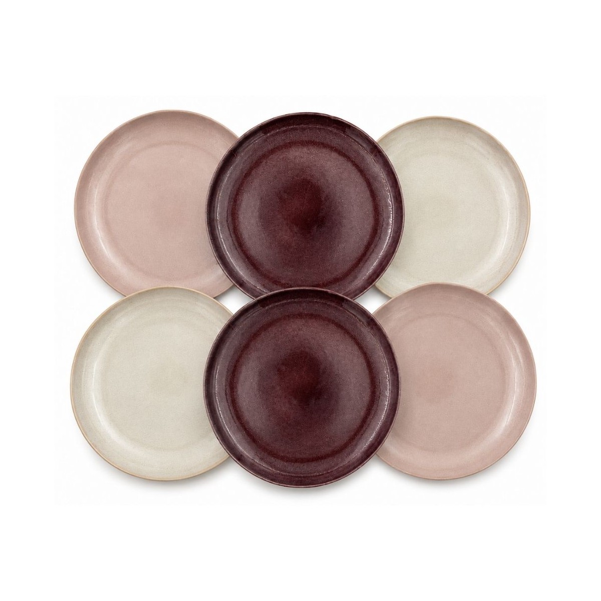 Lot de 6 grandes assiettes, TERRA