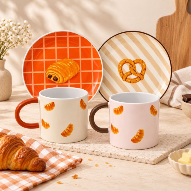 Set Brunch, assiettes et mugs Bretzel