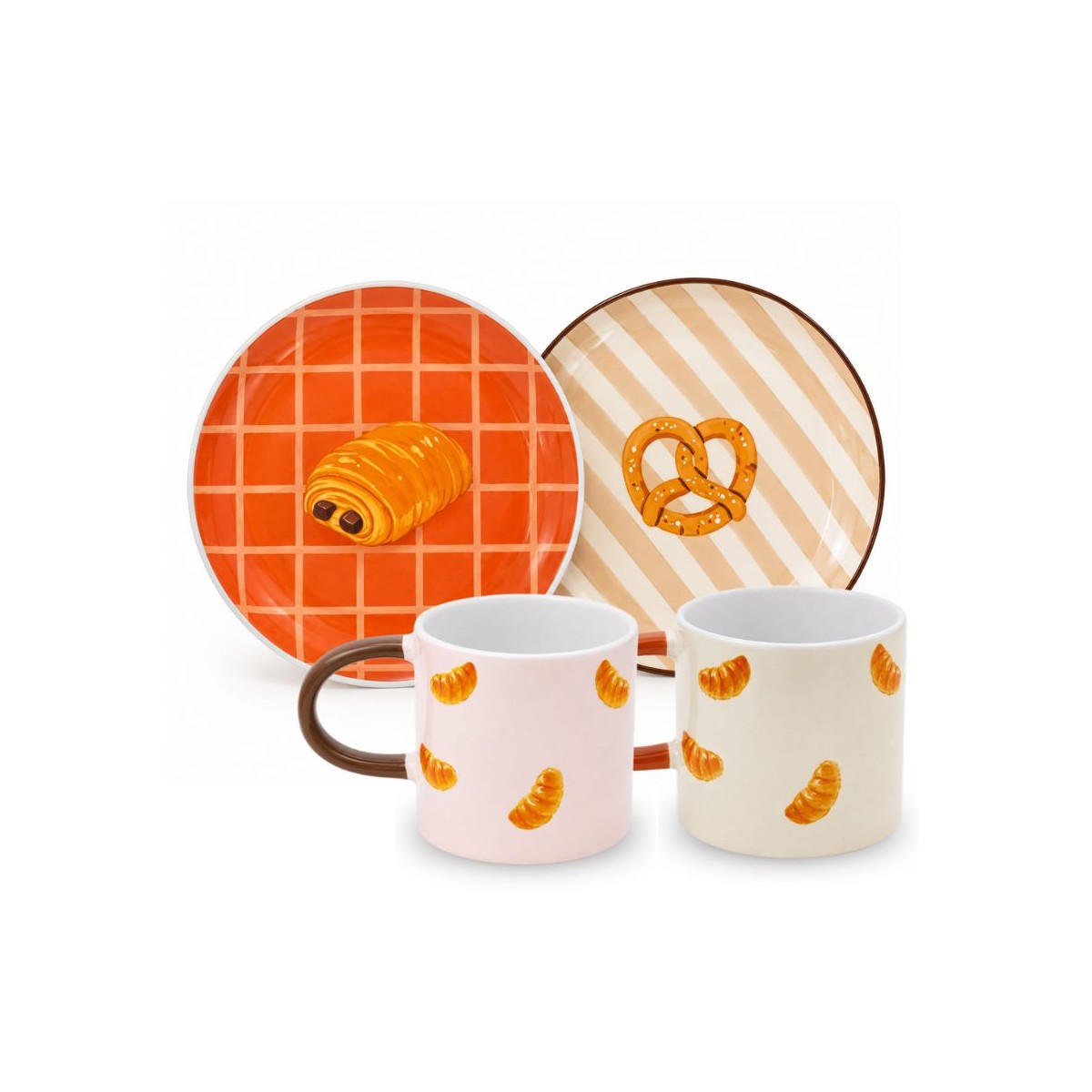 Set Brunch, assiettes et mugs Bretzel