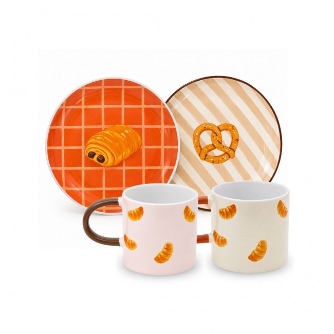 Set Brunch, assiettes et mugs Bretzel