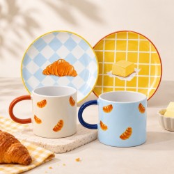Set Brunch, assiettes et mugs Croissant