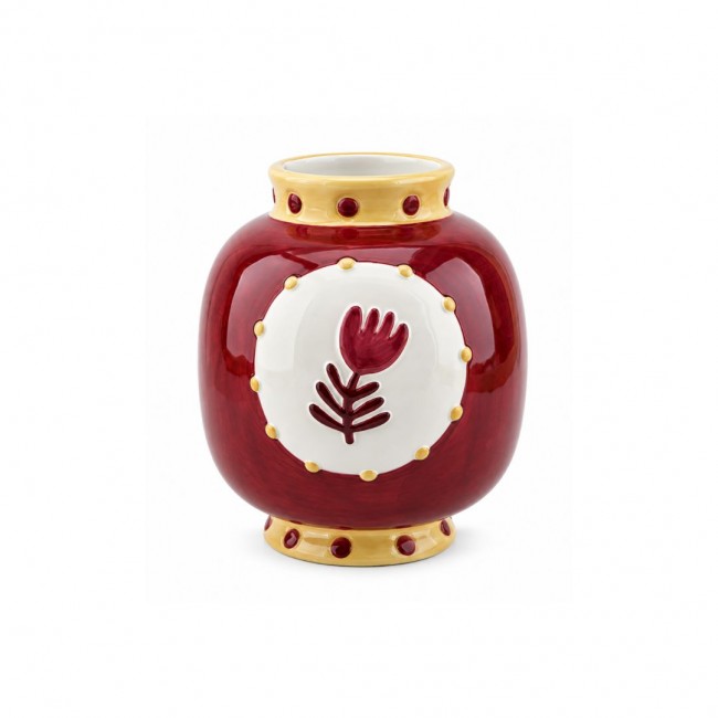 Vase ovale rouge peint à la...