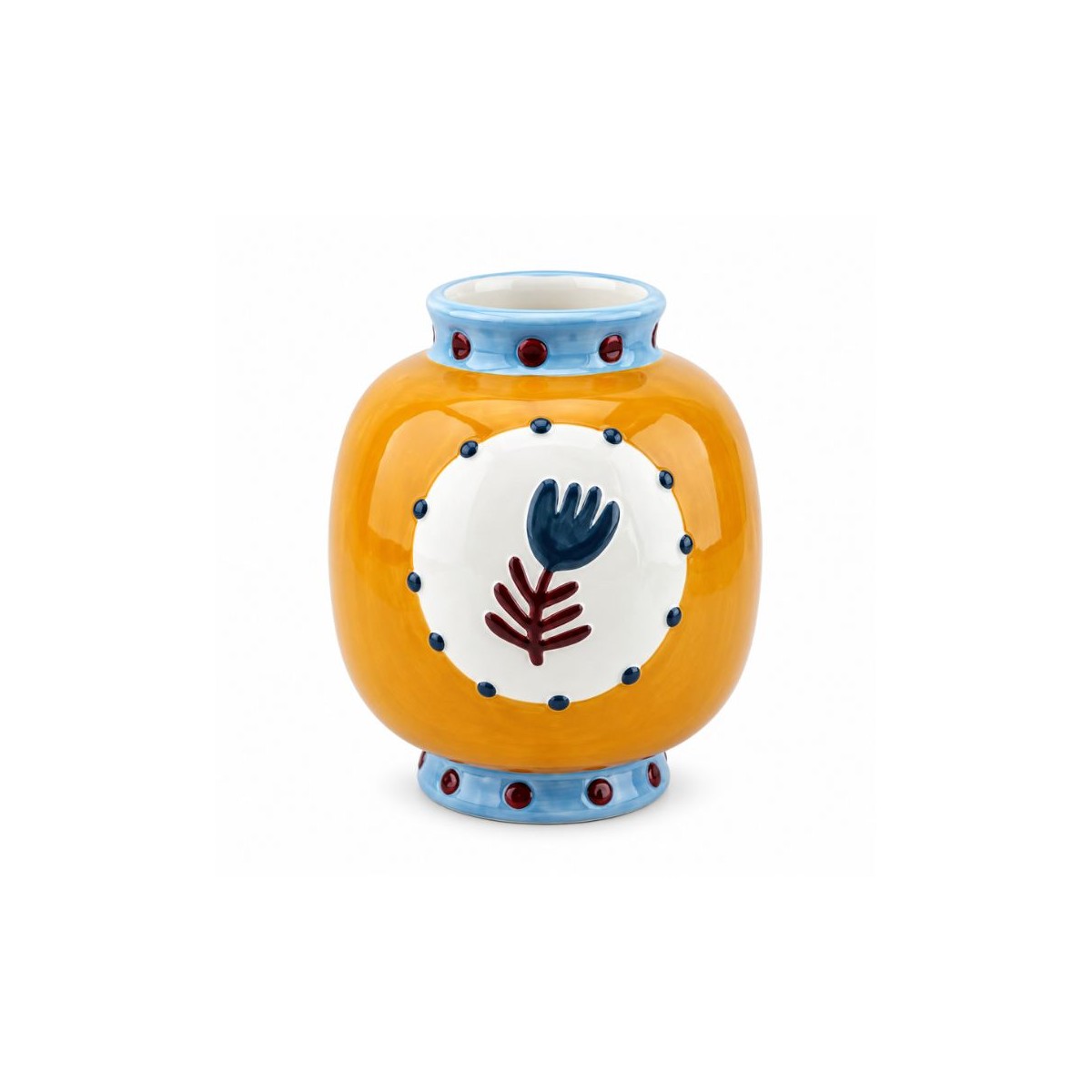 Vase ovale orange en dolomite, Roséa
