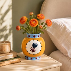 Vase ovale orange peint à la main, Roséa