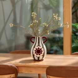 Vase kaki avec anse peint à la main, Roséa