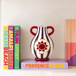 Vase violet avec anse peint à la main, Roséa