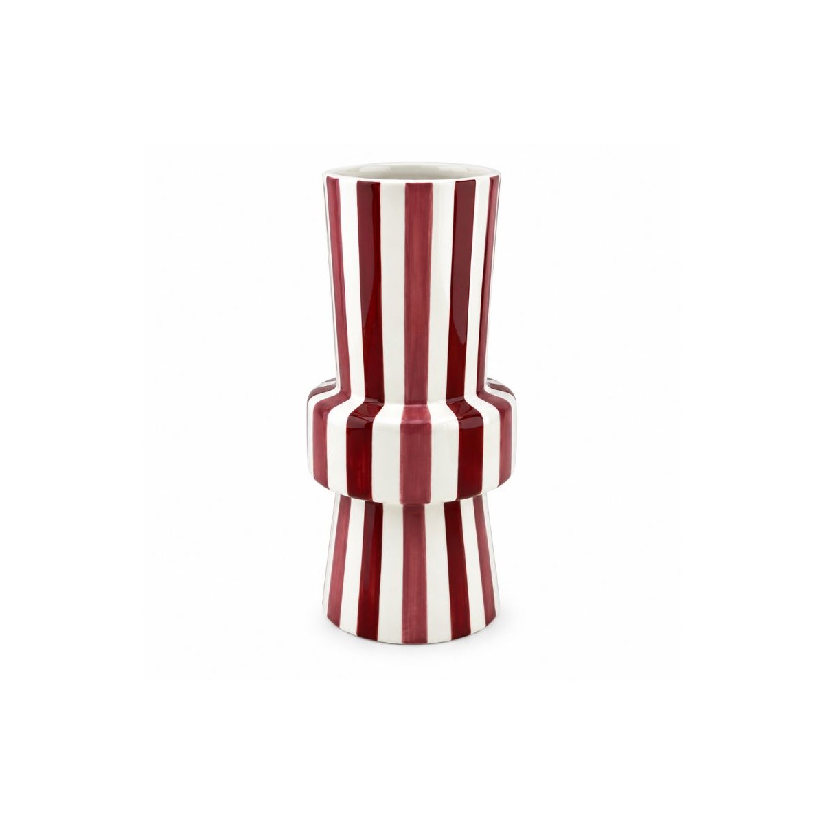 Vase marron totem à rayures, Roséa