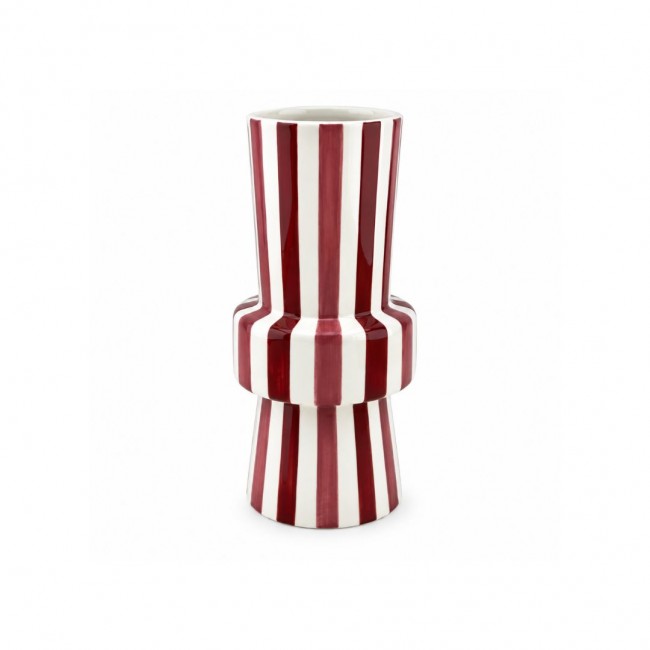 Vase marron totem à rayures, Roséa