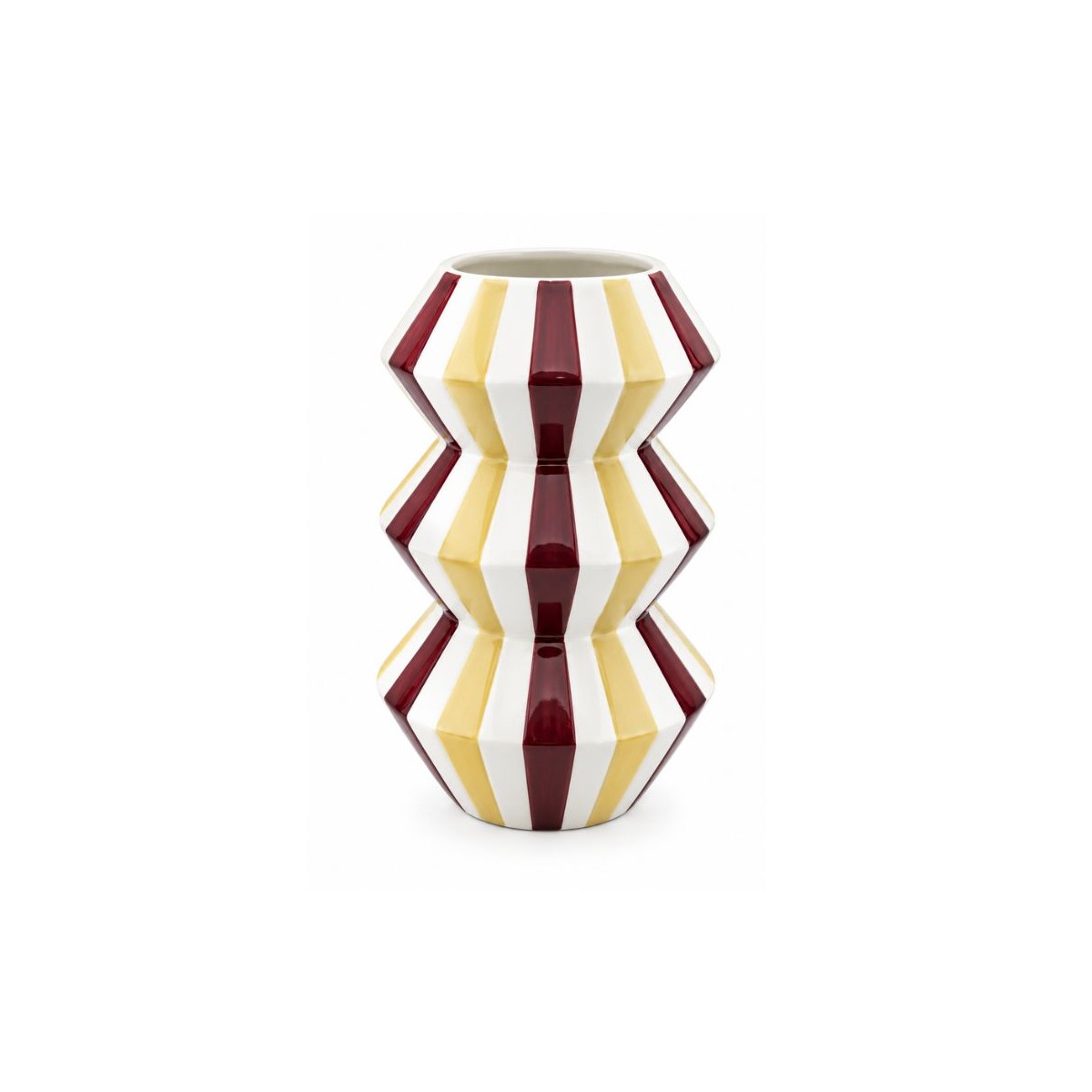 Vase zigzag bordeaux à rayures, Roséa