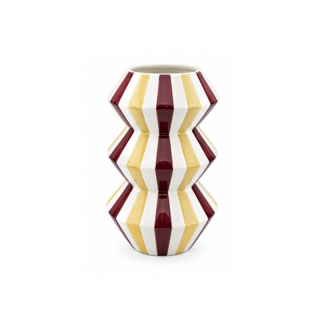 Vase zigzag bordeaux à rayures, Roséa