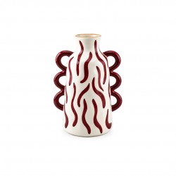 Vase zébré bordeaux peint à la main, Roséa