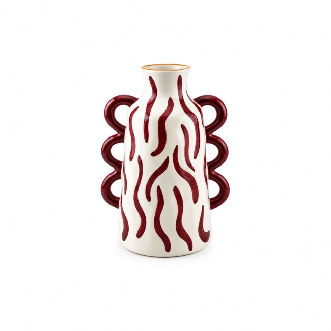 Vase zébré bordeaux peint à la main, Roséa