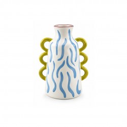 Vase zébré bleu peint à la main, Roséa