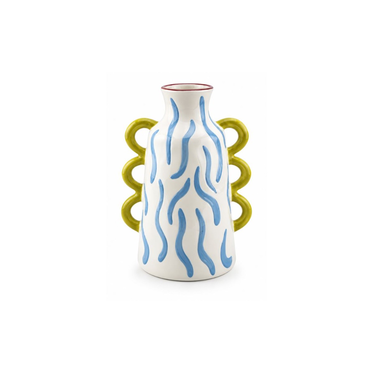 Vase zébré bleu peint à la main, Roséa