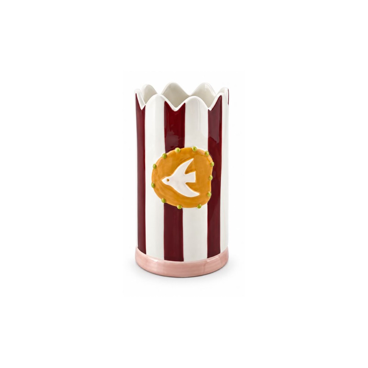Vase bordeaux hirondelle peint à la main, Roséa