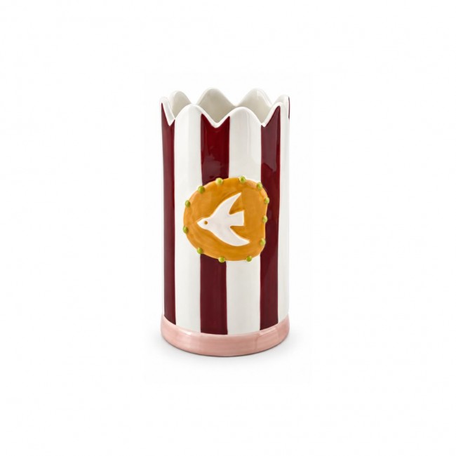 Vase bordeaux hirondelle peint à la main, Roséa