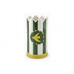 Vase vert hirondelle peint à la main, Roséa