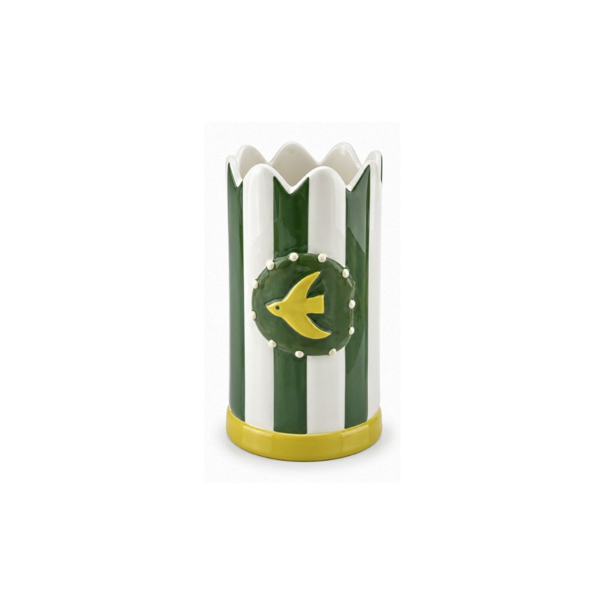 Vase vert hirondelle peint à la main, Roséa