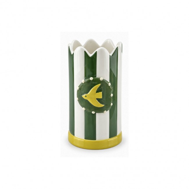 Vase vert hirondelle peint à la main, Roséa