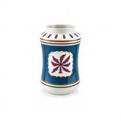 Vase galbé bleu peint à la main, Roséa