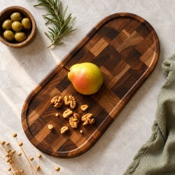 Planche ovale en bois de teck, Atelier Bois