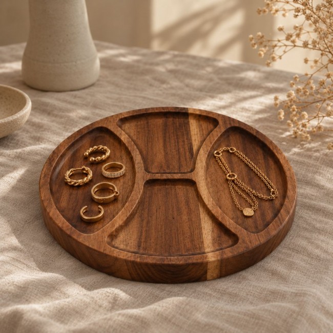 Plateau rond en bois d'accacia, Atelier Bois
