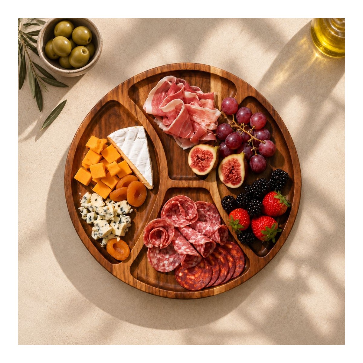Plateau rond en bois d'accacia, Atelier Bois