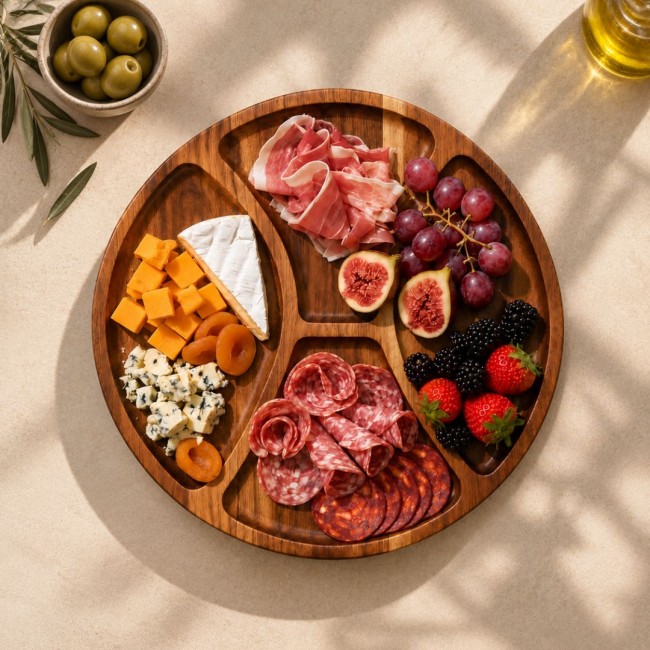 Plateau rond en bois d'accacia, Atelier Bois