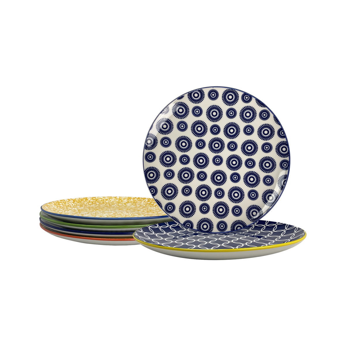 EC-6SABAS21-2 Lot de 6 assiettes plates, 6 designs, ensemble 2, SABAE