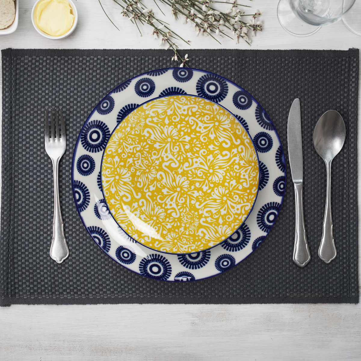 EC-SABSERV18-2 Service d'assiettes et bols 18 pièces, design 2, SABAE