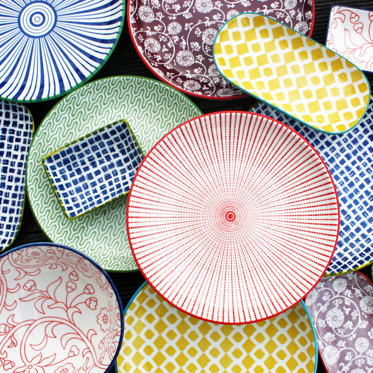 EC-6SABASGM3 Lot de 6 grandes assiettes design 1, SABAE