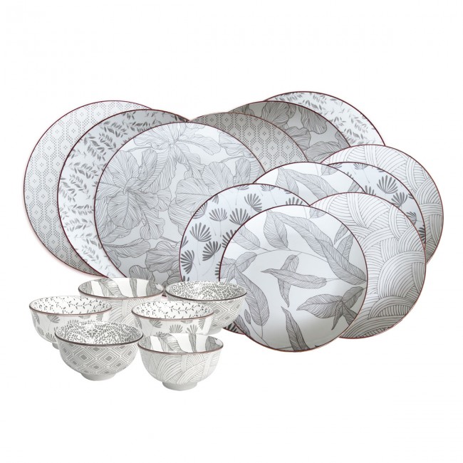 EC-YOKOSERV18 - Service d'assiettes et bols 18 pièces, YOKOTE EC-YOKOSERV18 - Service d'assiettes et bols 18 pièces, YOKOTE