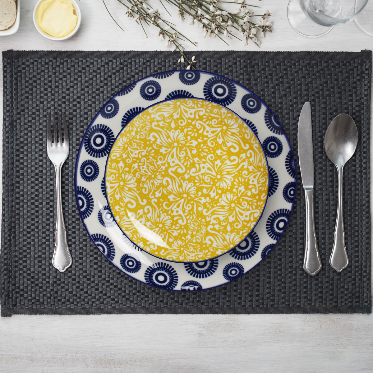 EC-6SABAS21-2 Lot de 6 assiettes plates, 6 designs, ensemble 2, SABAE