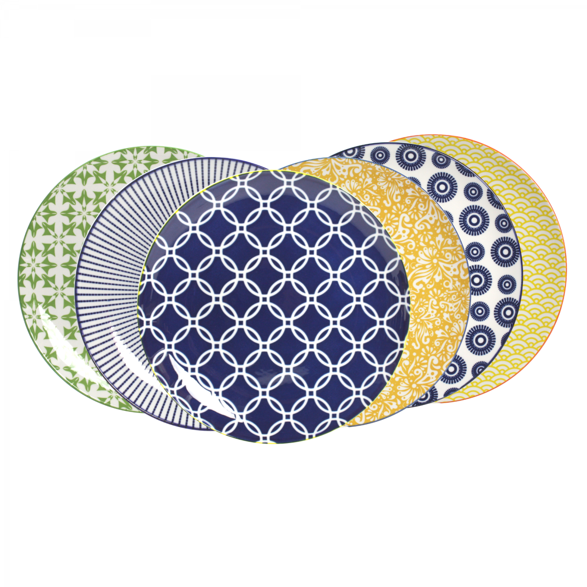 EC-6SABAS26-2 Lot de 6 grandes assiettes ethniques, SABAE