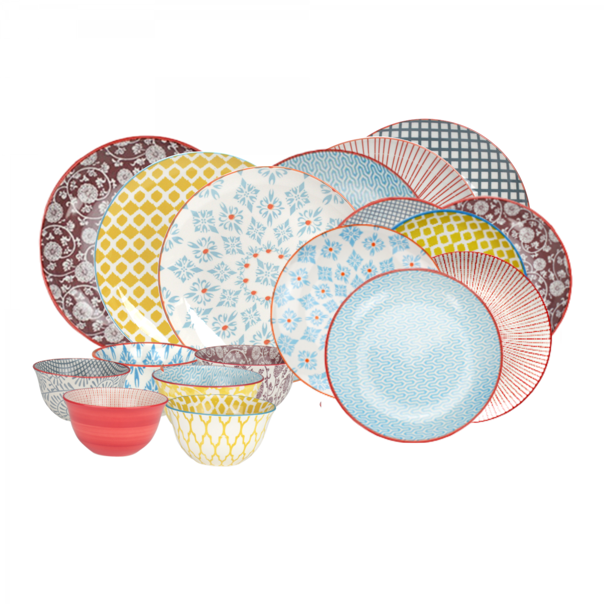 EC-SABSERV18-1 Service de 18 assiettes et bols design 3, SABAE