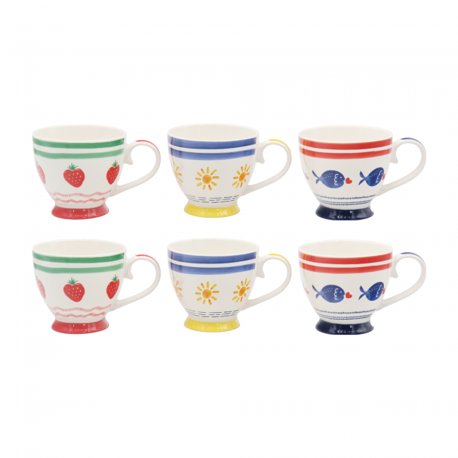 EC-LPC6MUGPIE Lot de 6 mugs avec pied, LE PETIT CABANON EC-LPC6MUGPIE Lot de 6 mugs avec pied, LE PETIT CABANON