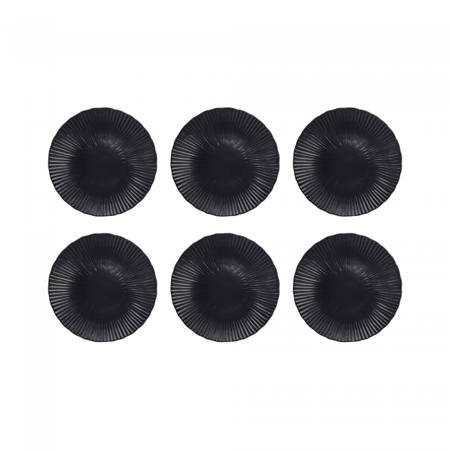 EC-SUG6ASPM-1 Lot de 6 assiettes à dessert noires, SUGAR EC-SUG6ASPM-1 Lot de 6 assiettes à dessert noires, SUGAR