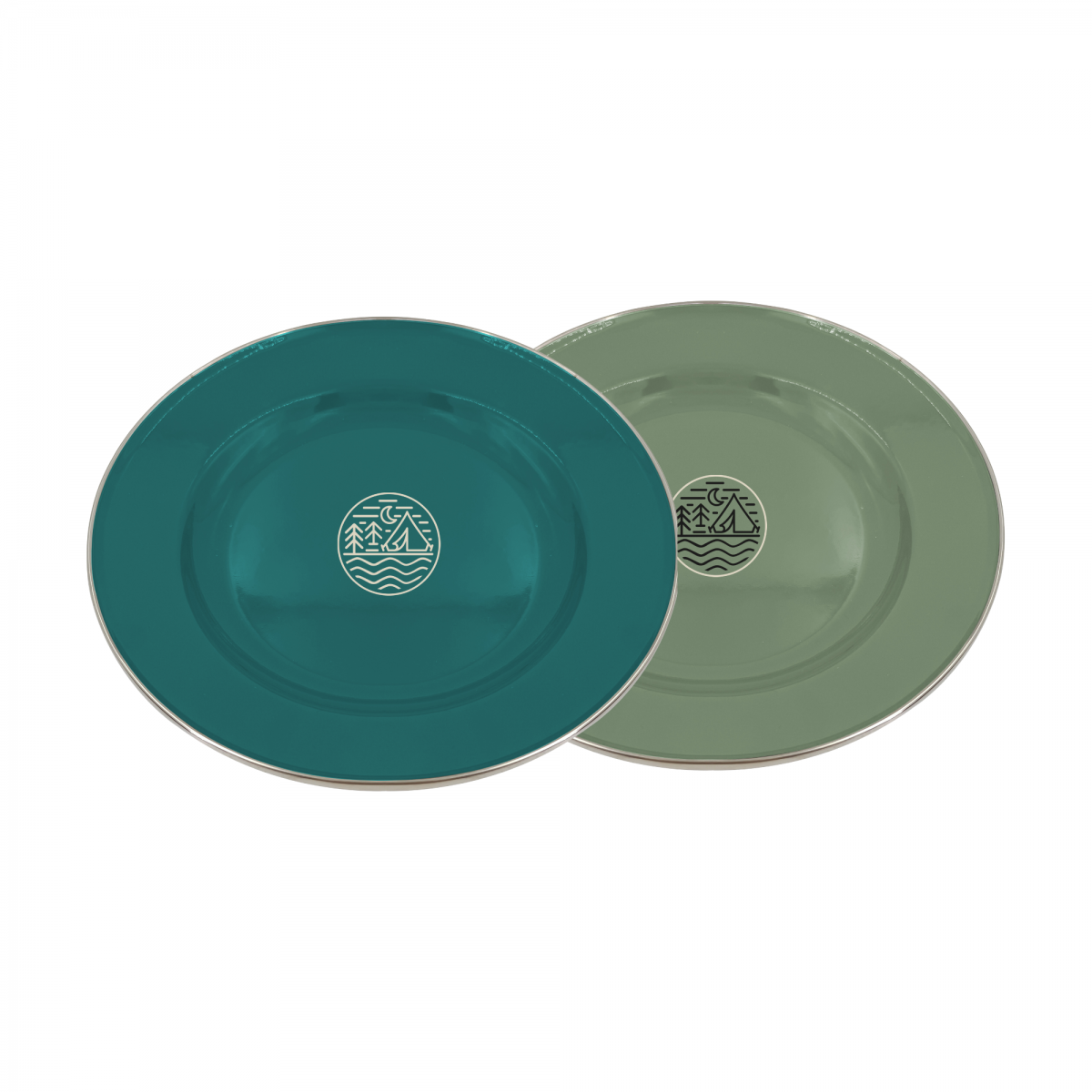 EC-GLA2AS Lot de 2 assiettes en émail, GLAMPING