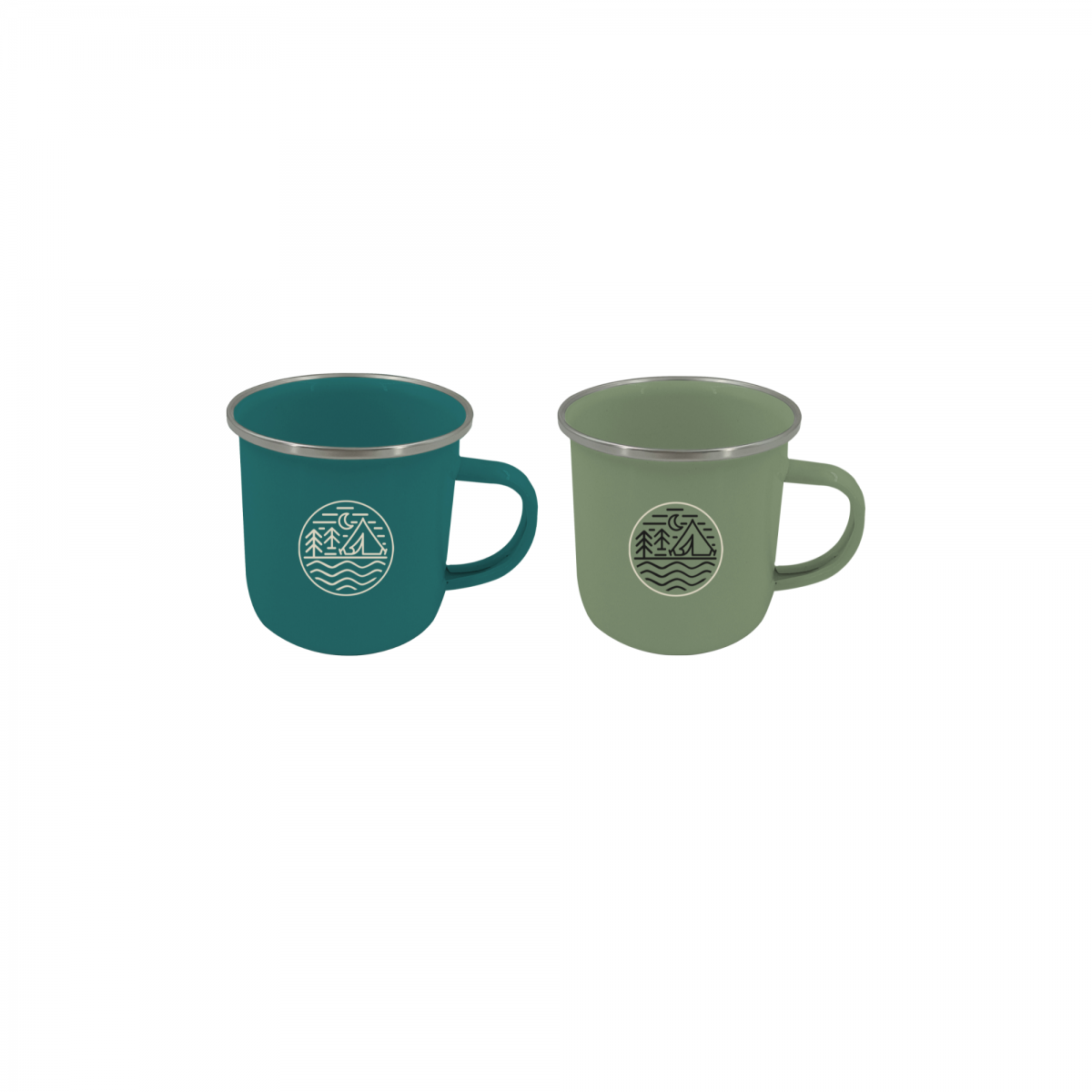 EC-GLA2MUG Lot de 2 mugs en émail, GLAMPING