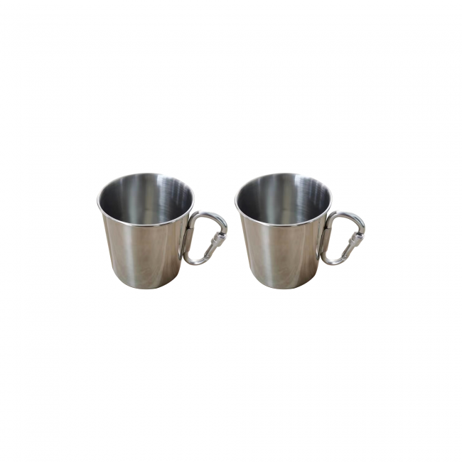 EC-GLA2MUGMOUSQ Lot de 2 mugs isothermes à anse repliable mousqueton, GLAMPING EC-GLA2MUGMOUSQ Lot de 2 mugs isothermes à anse repliable mousqueton, GLAMPING