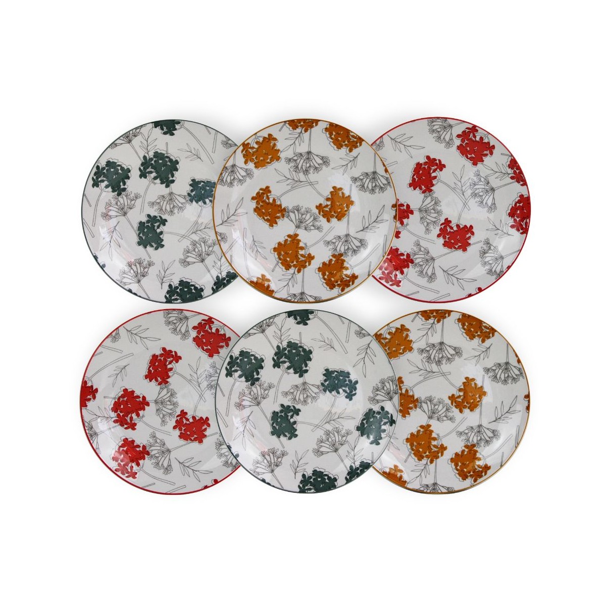 EC-COT6ASPM Lot de 6 assiettes à dessert, COTTAGE.