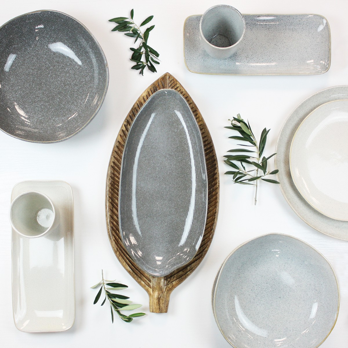 EC-ZAOSERV32 Service d'assiettes, bols, tasses, plat et saladier 32 pièces, ZAO