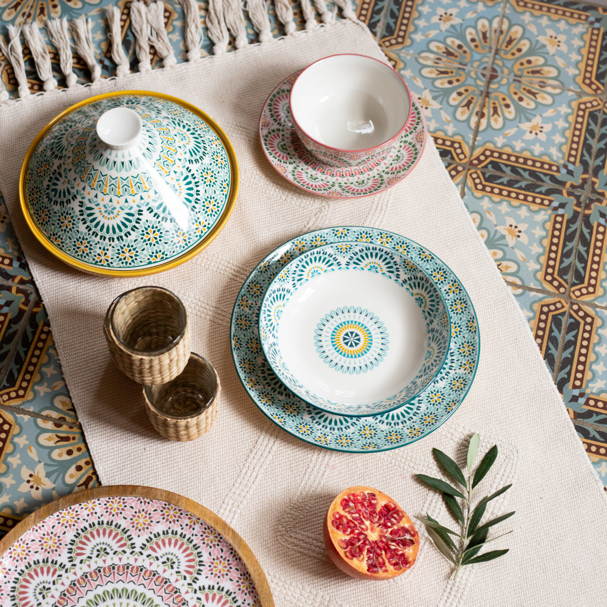 EC-MAND6ASCR, Lot de 6 Assiettes creuses, MANDALA