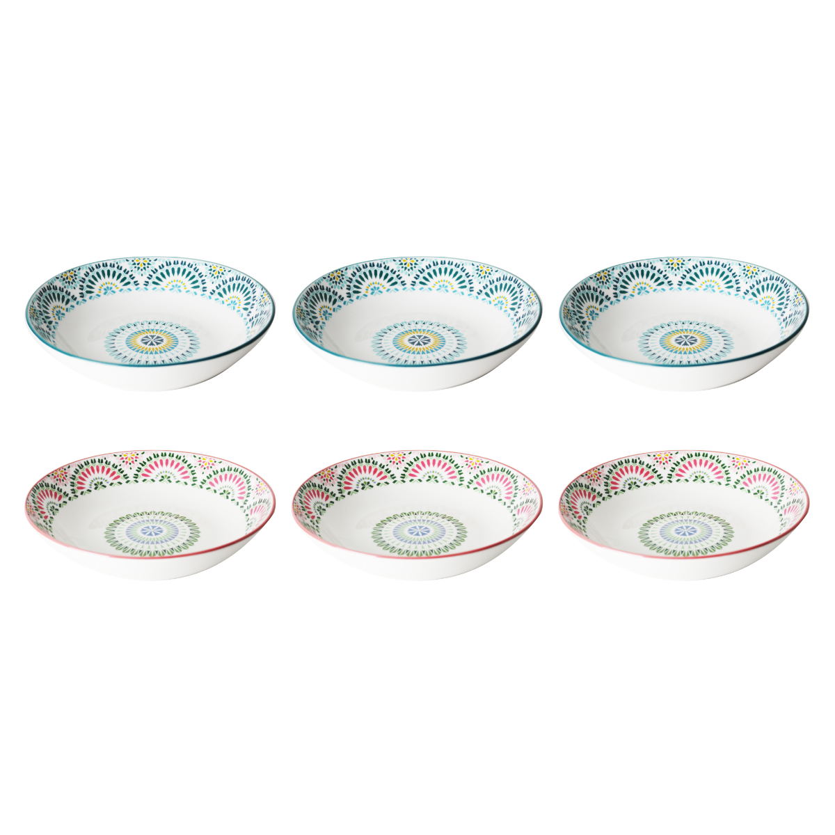 EC-MAND6ASCR, Lot de 6 Assiettes creuses, MANDALA