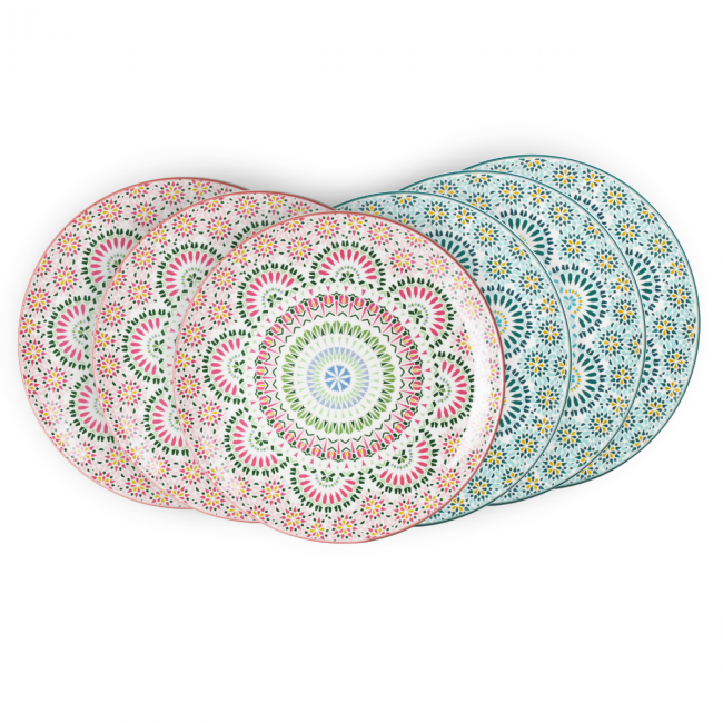 EC-MAND6ASGM, Lot de 6 grandes assiettes, MANDALA EC-MAND6ASGM, Lot de 6 grandes assiettes, MANDALA