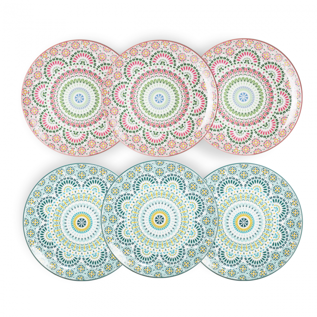 EC-MAND6ASGM, Lot de 6 grandes assiettes, MANDALA EC-MAND6ASGM, Lot de 6 grandes assiettes, MANDALA