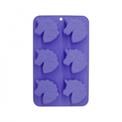EC-HAC6LIC Lot de 6 mini moules en silicone forme Licorne, Happy Cake EC-HAC6LIC Lot de 6 mini moules en silicone forme Licorne, Happy Cake