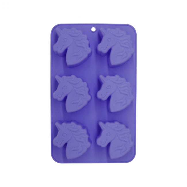 EC-HAC6LIC Lot de 6 mini moules en silicone forme Licorne, Happy Cake EC-HAC6LIC Lot de 6 mini moules en silicone forme Licorne, Happy Cake
