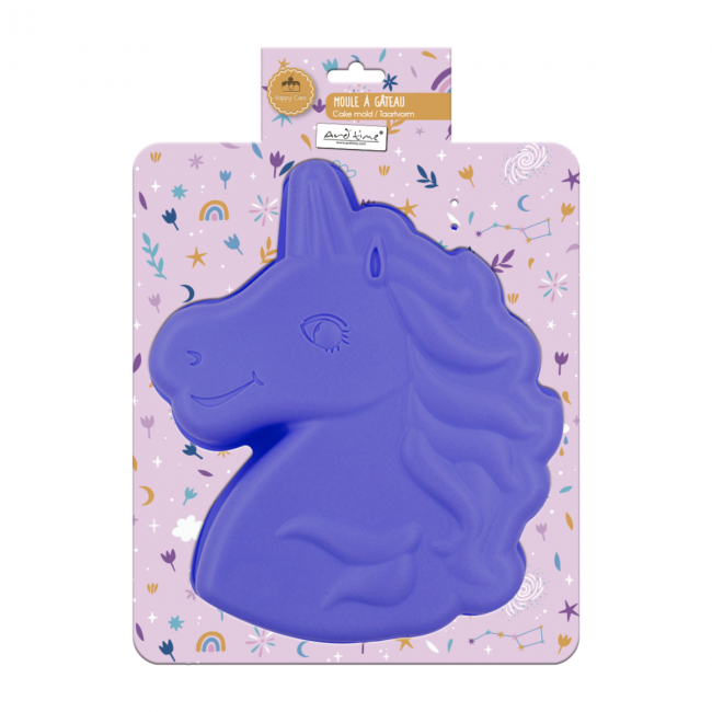 EC-HACLIC Moule à gâteau en silicone forme Licorne, Happy Cake EC-HACLIC Moule à gâteau en silicone forme Licorne, Happy Cake